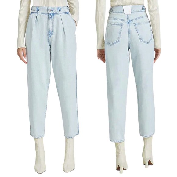 7 For All Mankind Balloon Tab Pant in Isadora Vito Iris Blue Denim Jeans Size 27 - Picture 1 of 16